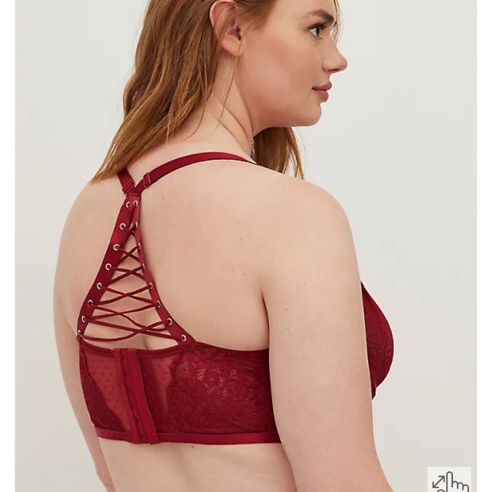 Torrid Lace Up Halter Longline Underwire Bralette & High Waist Thong Panty Set - Picture 5 of 5